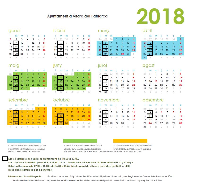 calendari 2018